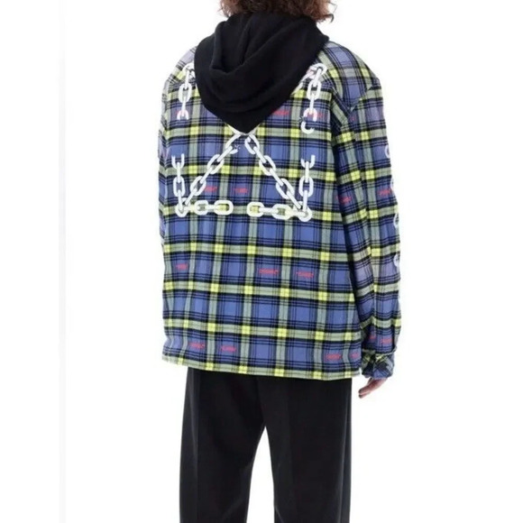 OFF WHITE Embroidered Flannel Padded Jacket size medium men’s coat NEW - Picture 3 of 15